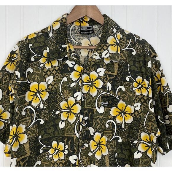 VTG Mormaii Mens Large Hawaiian Shirt Camp Tropical Beach Tiki Dad Floral Beachy - Picture 3 of 8